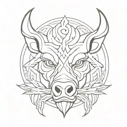 Angry Celtic Boar Head Tongue