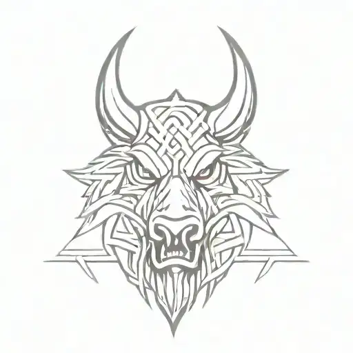 Angry Celtic Boar Head Tongue