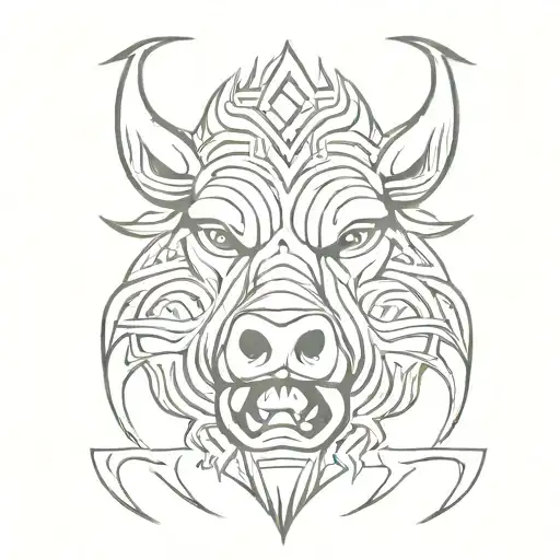 Angry Celtic Boar Head Tongue
