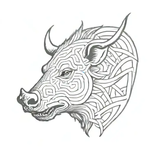 Angry Celtic Boar Head Tongue