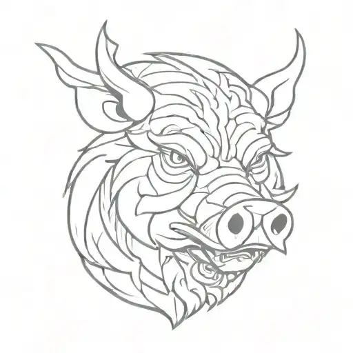 Angry Celtic Boar Head Tongue