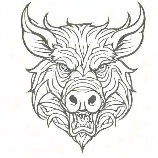 Angry Celtic Boar Head Tongue