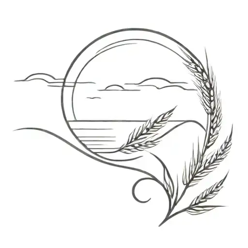 Beach Sunset And Ear Of Wheat