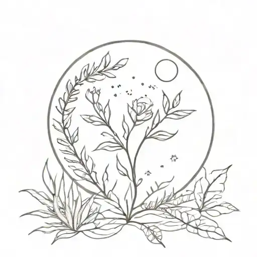 Moon Surrounded By Plants
