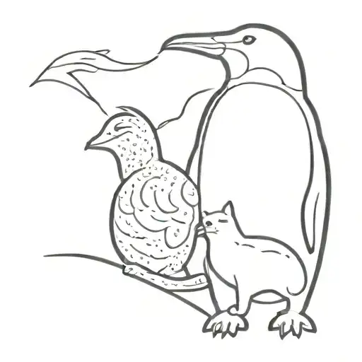 Penguin And Cat Silhouette