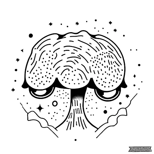 A Tattoo Of A Mushroom With A Galaxy Design Inside It