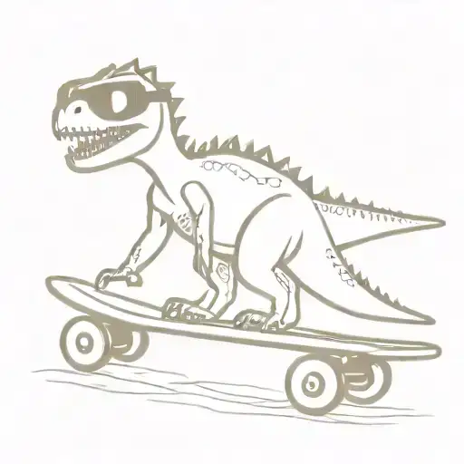 Dinosaur On Skateboard And Sun Glasses