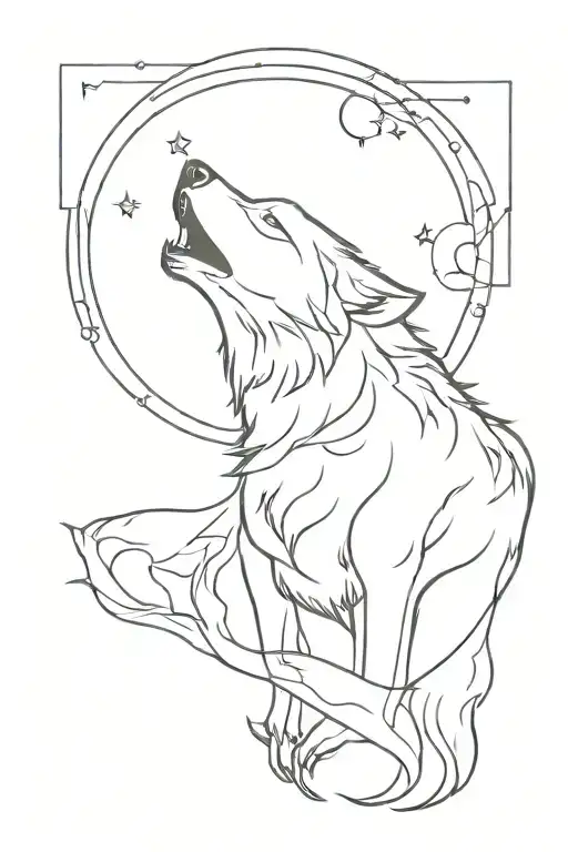 Wolf Howling Moon
