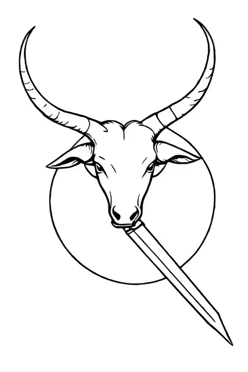 Taurus Sign With Sword