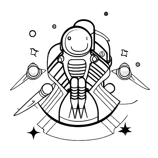 Side View Of An Astronaut Sitting On A Rocket