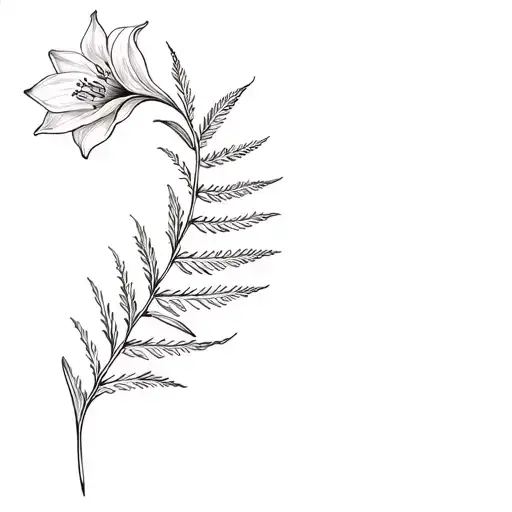 Half Sliver Fern Leaf Half Freesia Flower Blooming