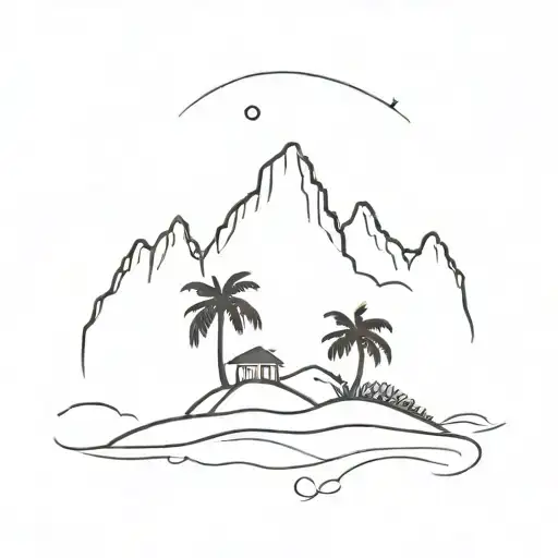 Cadlao Island Mountain With Palm Tree