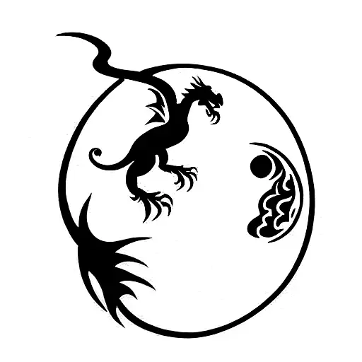 Moon With Dragon Around It