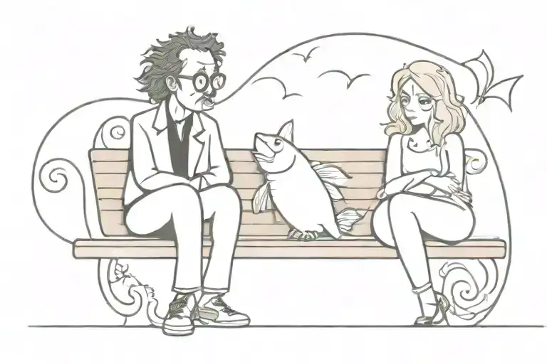 Tim Burton Big Fish Couple Sitting On A Bench