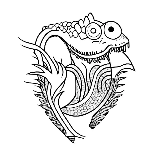 Tattoo Sleeve With A Dinosaur