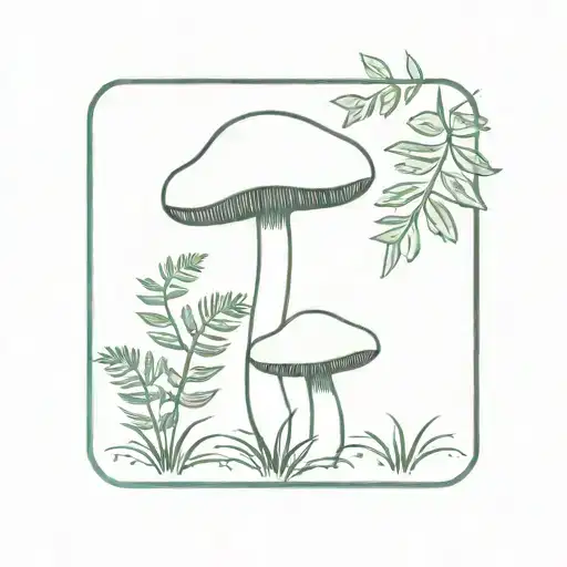 Mushroom And Ferns With Hidden Semicolon Shape Made