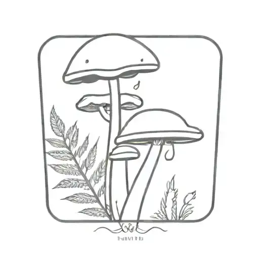 Mushroom And Ferns With Hidden Semicolon Shape Made