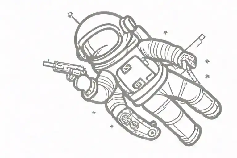 Tiny Astronaut With Tiny Gun