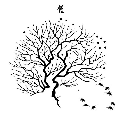 Umbrella Thorn Tree Silhouette