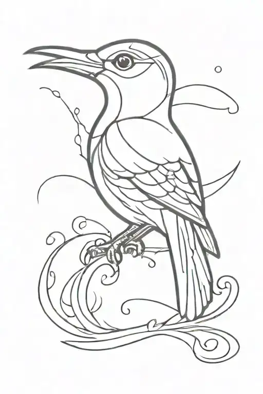 Abract Line Art Design That Goes To A Minimal Bird