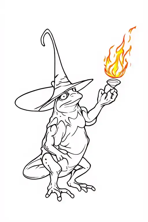 Frog Wizard With Fireball In Hand