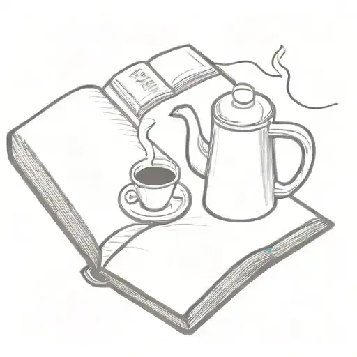 A Minimalist Outline Of A Coffee Pot Pouring Into A Book With Transportation Symbols On The Pages