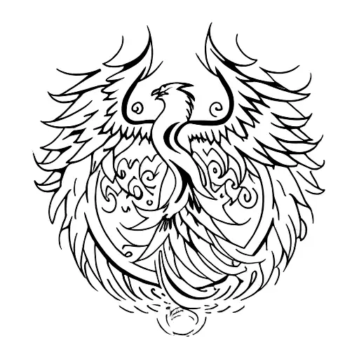 Phoenix Rising Beating Its Wings