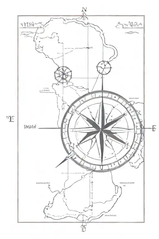 Compass And Coordinate Location Map On Tof