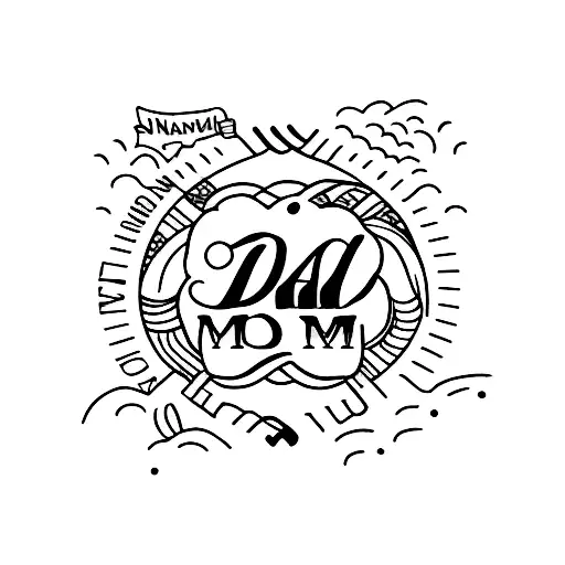 Hand Tattoo Saying The Names Dad Mom And Nathan Around It