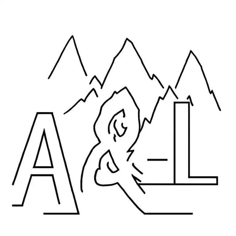 Mountain Line Drawing Style With A & L Font Line