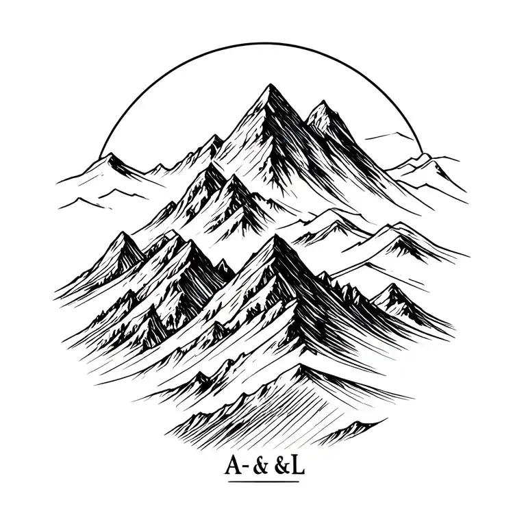 Mountain Line Drawing Style With A & L Font Line