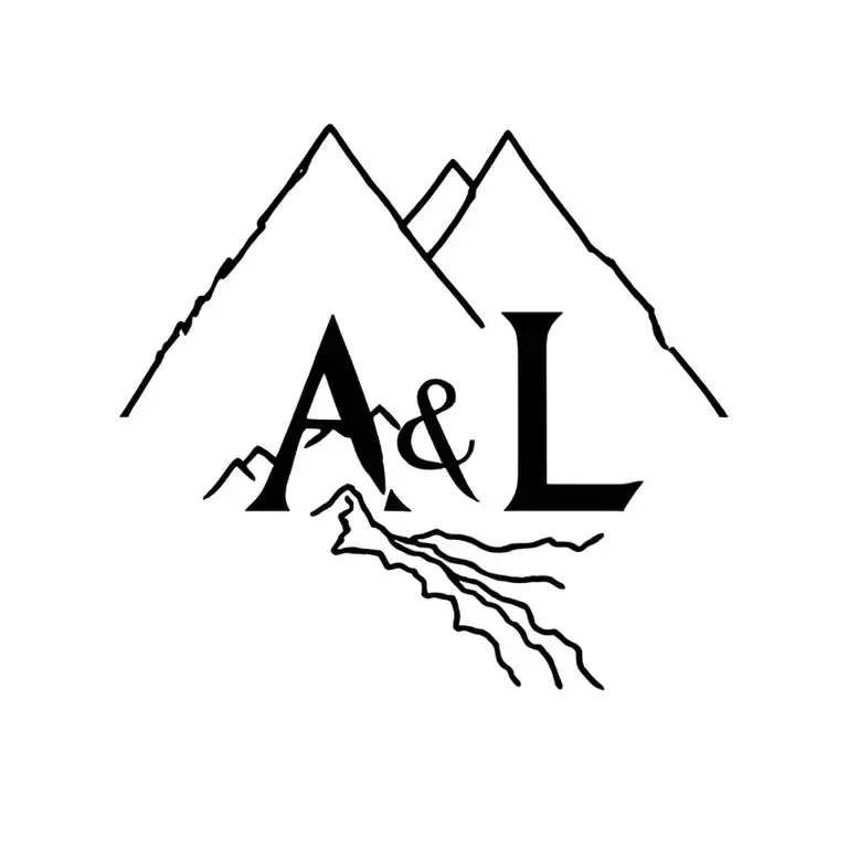 Mountain Line Drawing Style With A & L Font Line