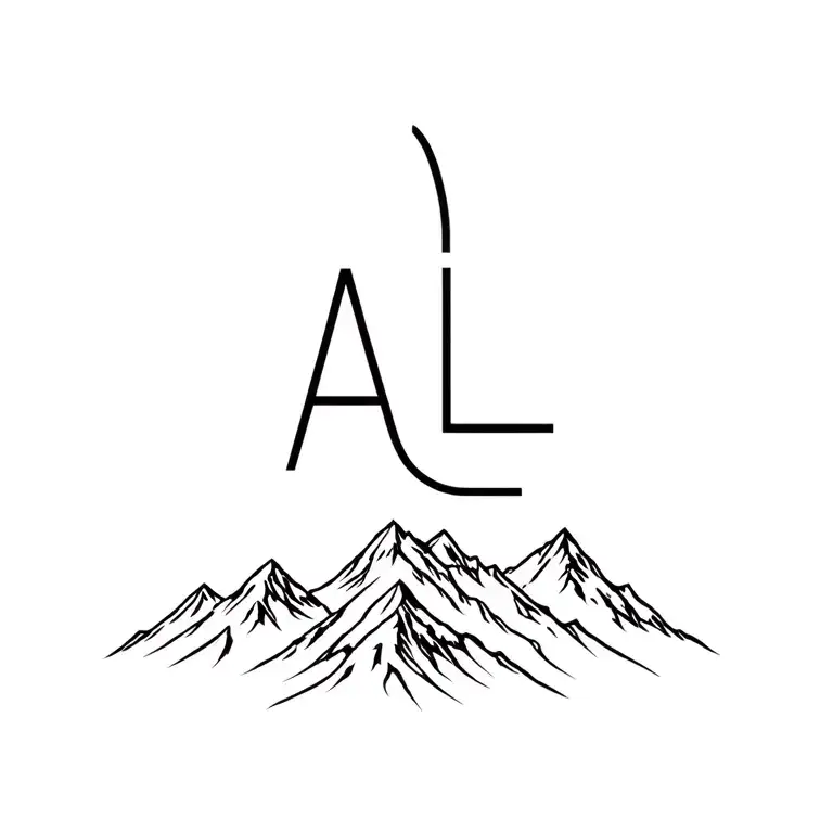 Mountain Line Drawing Style With A & L Font Line