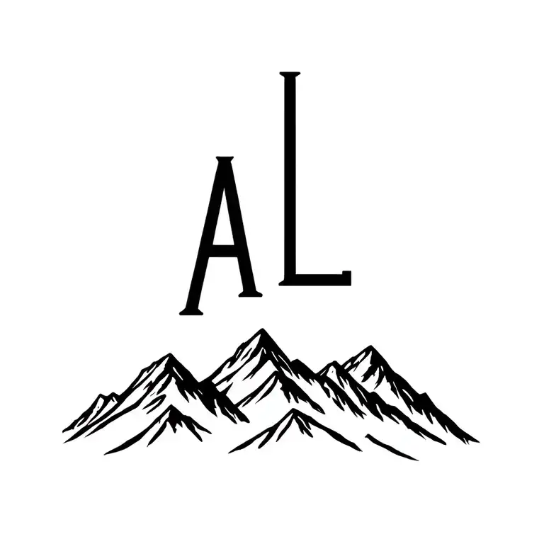 Mountain Line Drawing Style With A & L Font Line