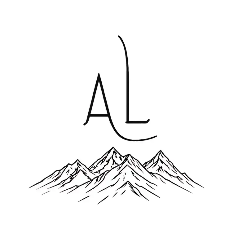 Mountain Line Drawing Style With A & L Font Line