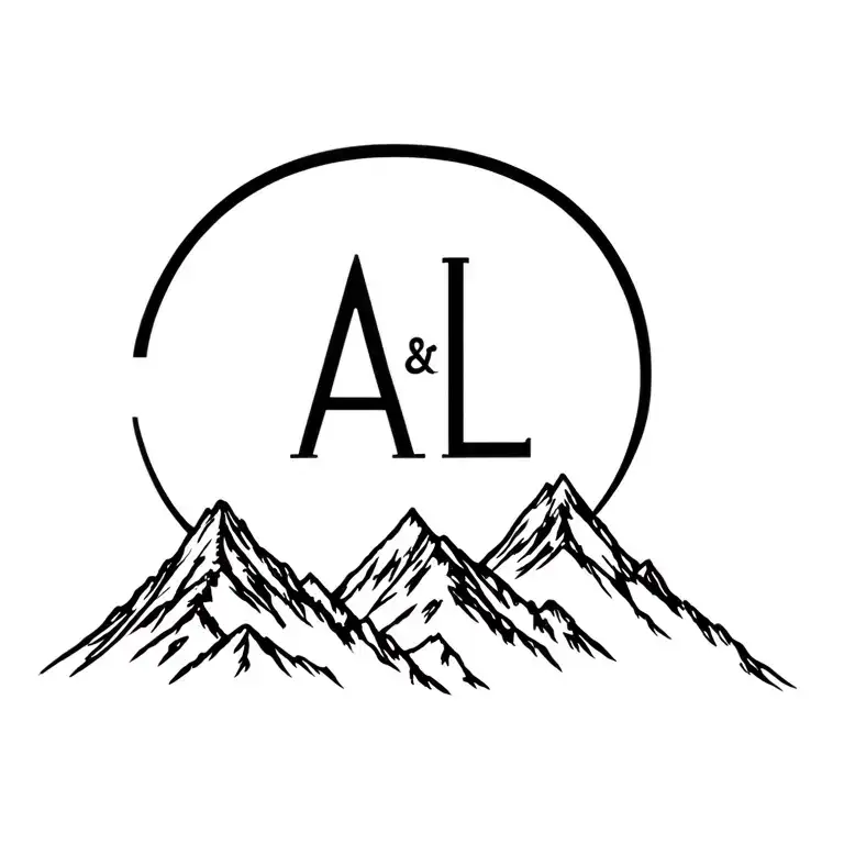 Mountain Line Drawing Style With A & L Font Line
