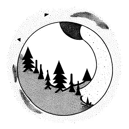 Scattered Moon In Forest