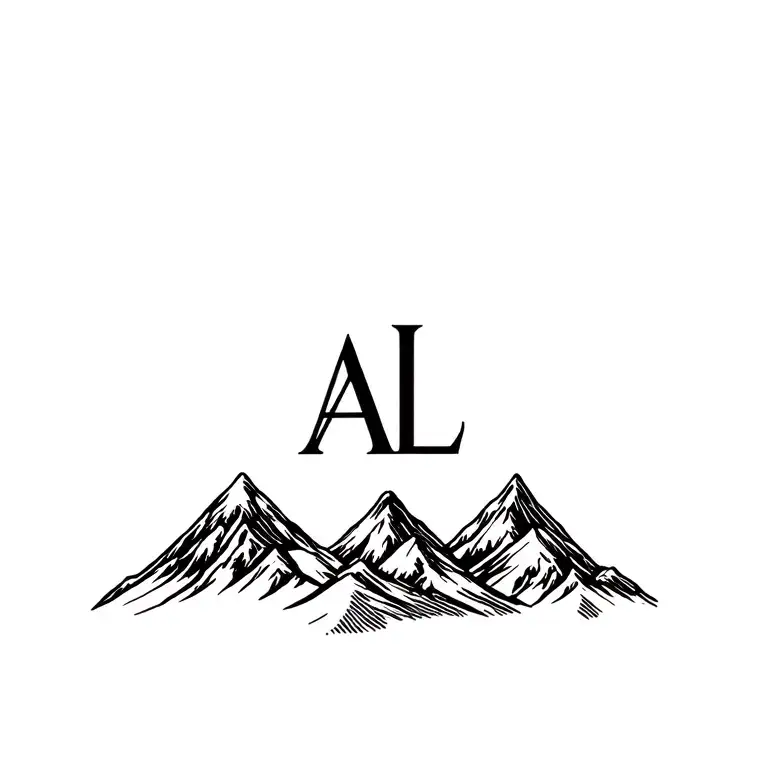 Mountain Line Drawing Style With A L Font Line