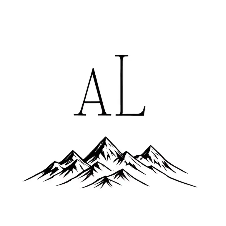 Mountain Line Drawing Style With A L Font Line