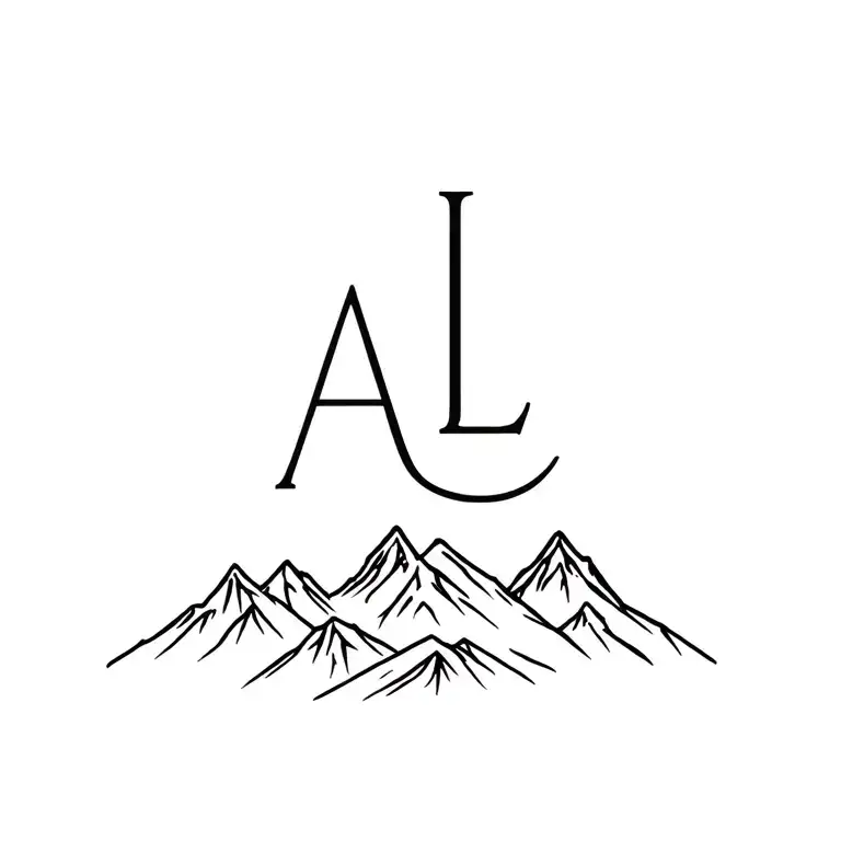 Mountain Line Drawing Style With A L Font Line