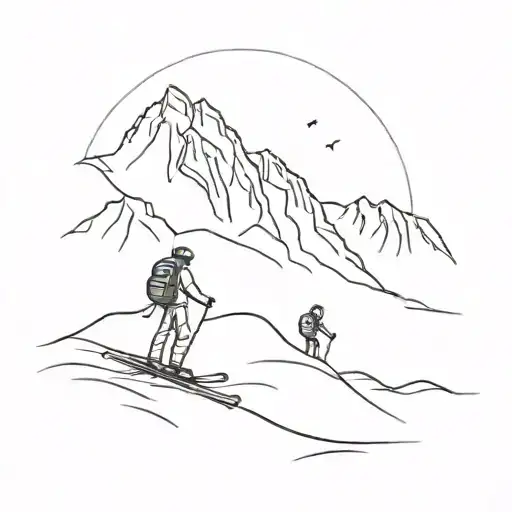 Ski Y Snow Riders Looking At The Mountain