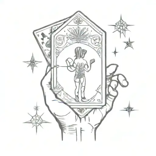 Tarot Card Reader Holding 4 Cards