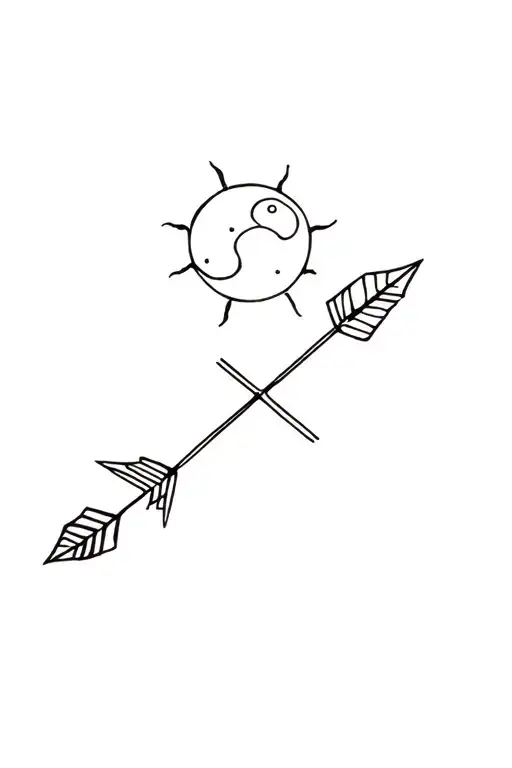 An Arrow With A Moon And The Sun