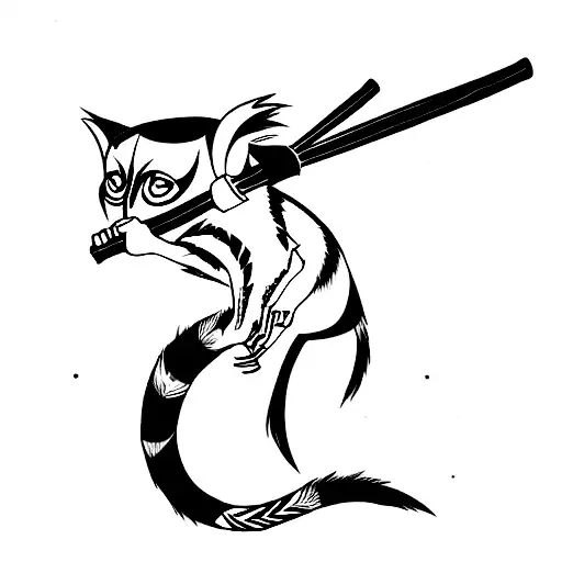 Ringtail Lemur As A Samurai
