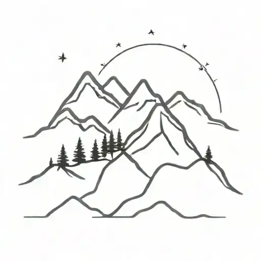 Minimalist Mountain Scene