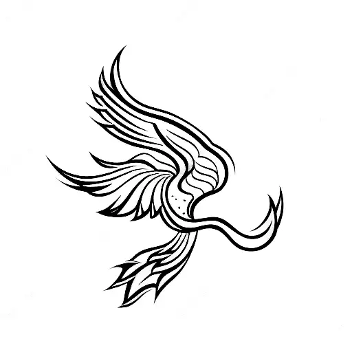 Small Phoenix Bird Rising From Ashes Origami Style