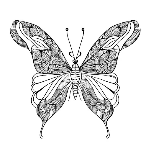 Line Work Design Of A Butterfly