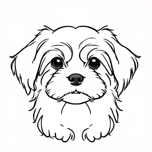 Havanese Puppy Face Fine Line Simple