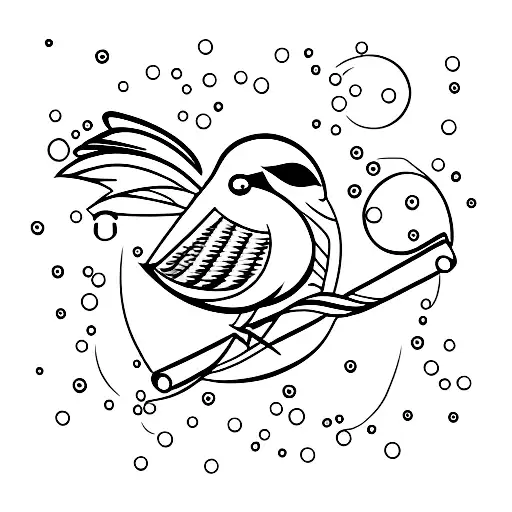 Bird With Stars And Bubbles