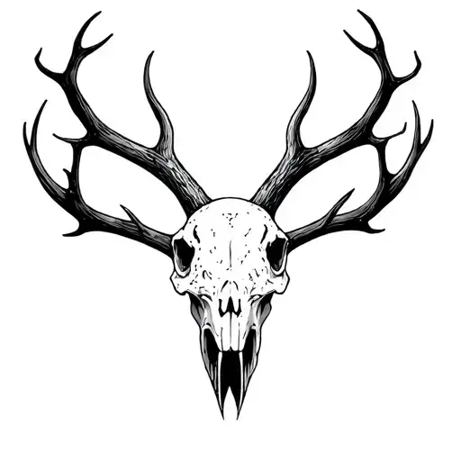 Crow Skull With Antlers